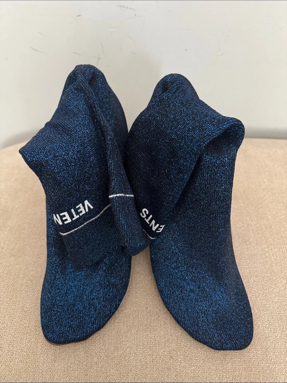 Vetements Metallic Navy Stretch Sock Boots